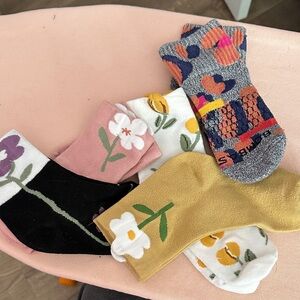 Bombas Floral and Patterned Crew Socks in Pink, Yellow, Black, White, Gray, Navy
